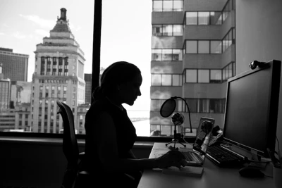 Women in dark office